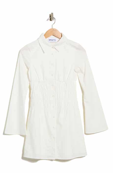 Stellaria Long Sleeve Cinched Waist Mini Shirtdress