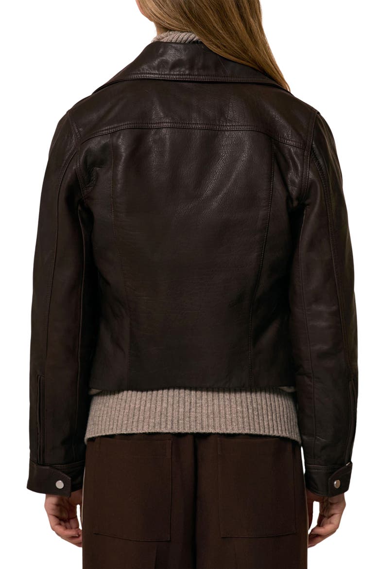 Lidia Leather Moto Jacket, Alternate, color, CHOCOLATE BROWN