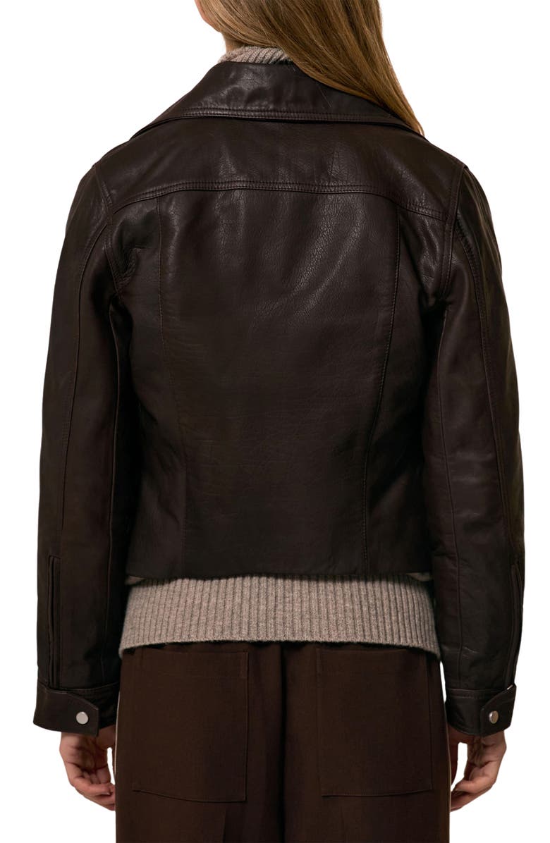 Reiss Lidia Leather Moto Jacket, Alternate, color, Chocolate Brown