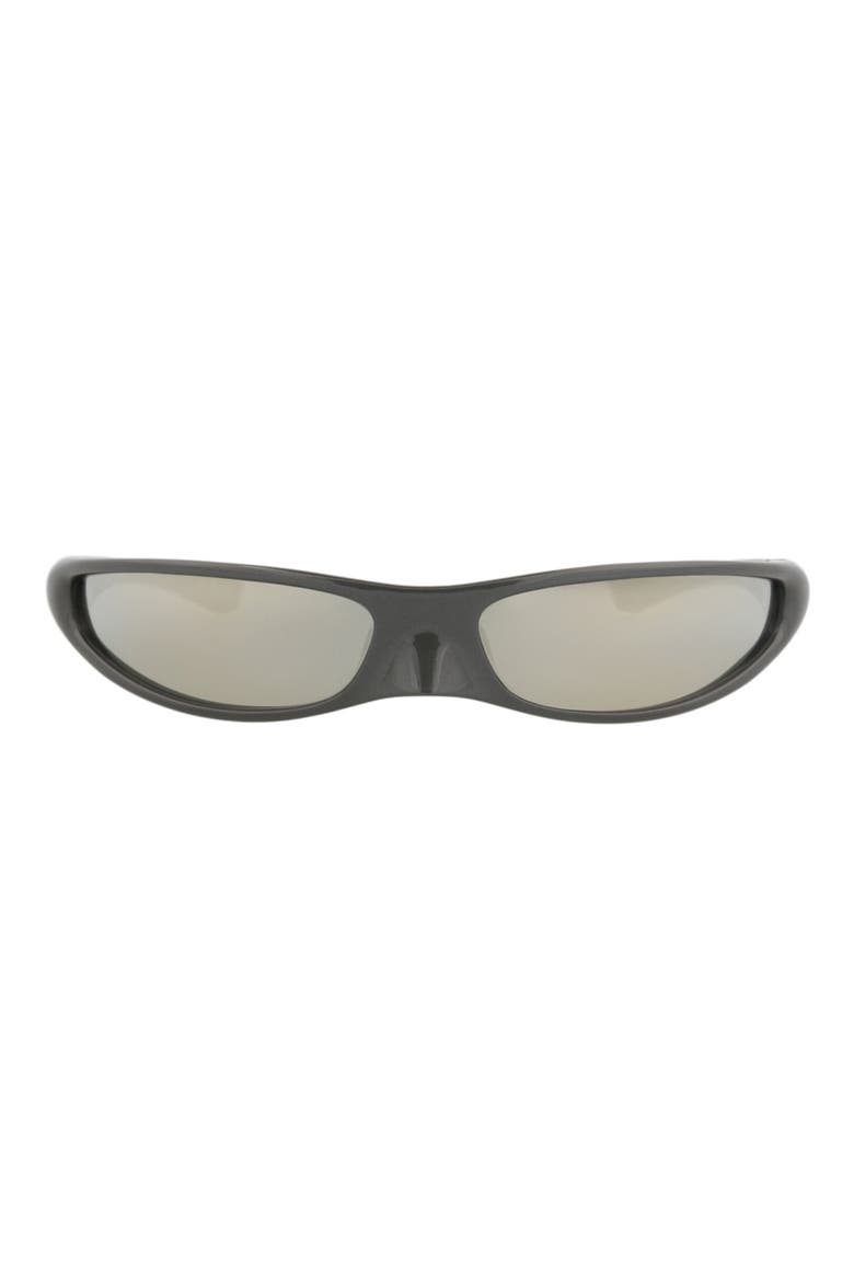 76mm Mirrored Shield Wrap Sunglasses, Main, color, GREY GREY WHITE