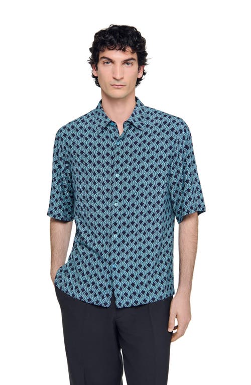 Sandro Rope Print Shirt In Blue