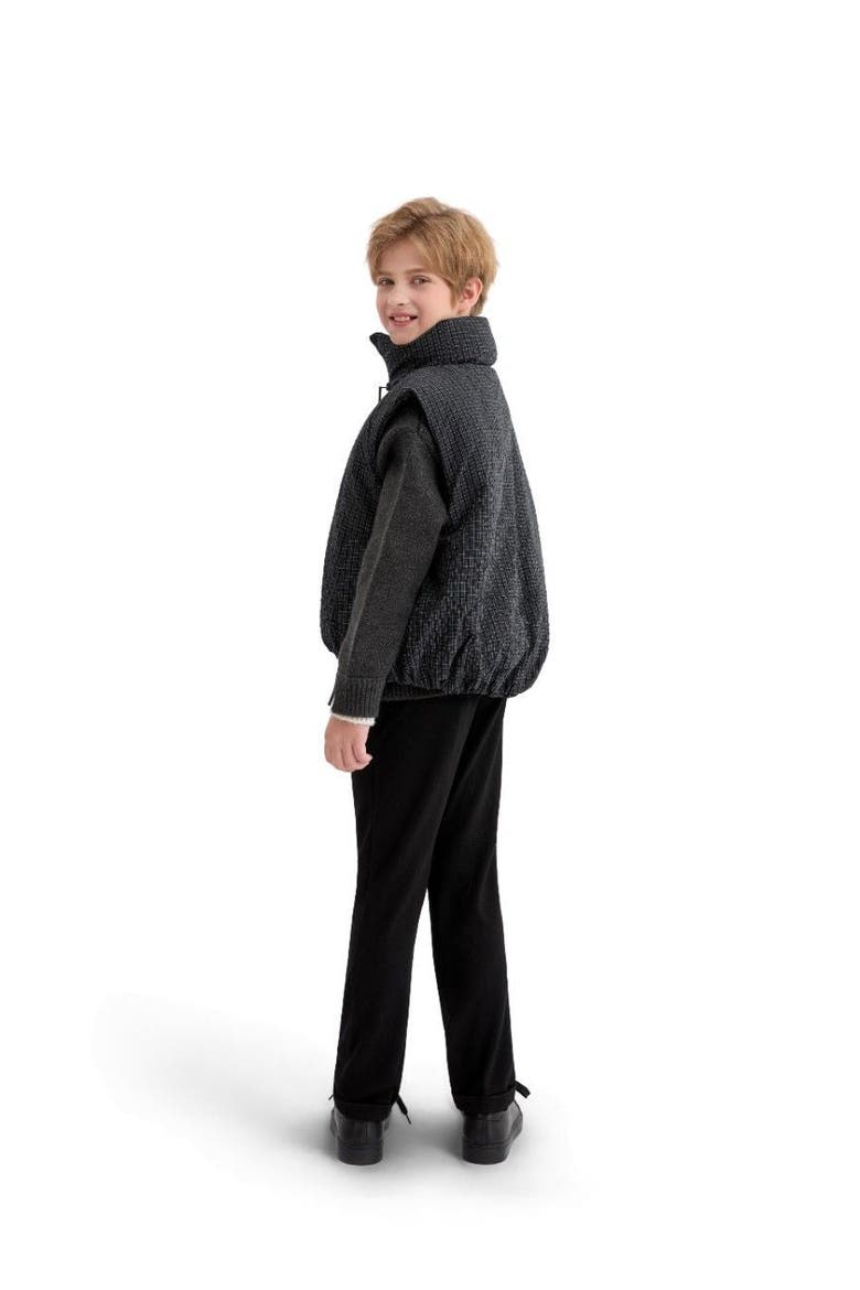 Grid-Pattern Quilted Vest, Alternate, color, Black