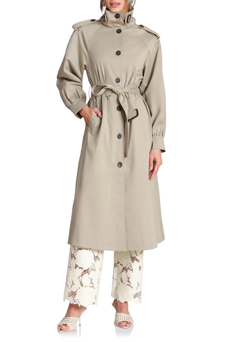 Funnel Neck Trench Coat, Main, color, SAGE