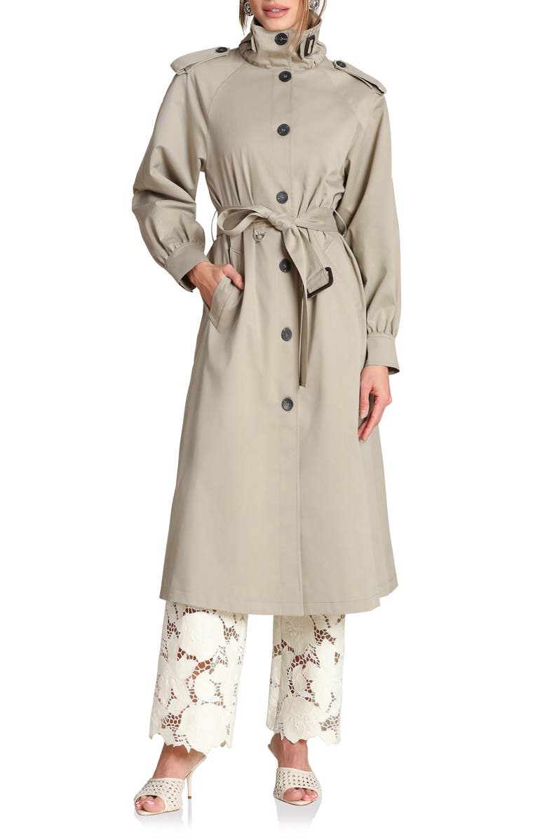 Avec Les Filles Funnel Neck Trench Coat, Main, color, Sage