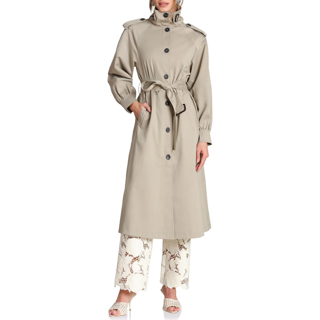Avec Les Filles Funnel Neck Trench Coat in Sage at Nordstrom, Size Small