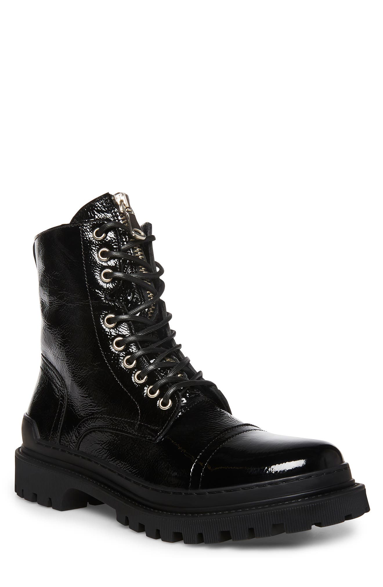 Steve Madden Guard Patent Leather Combat Boot, Main, color, 