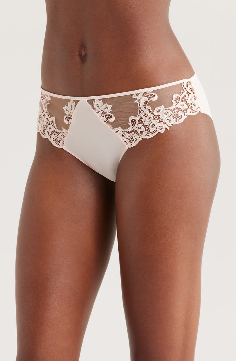 Simone Perele Saga Embroidered Bikini, Alternate, color, Pink Beige