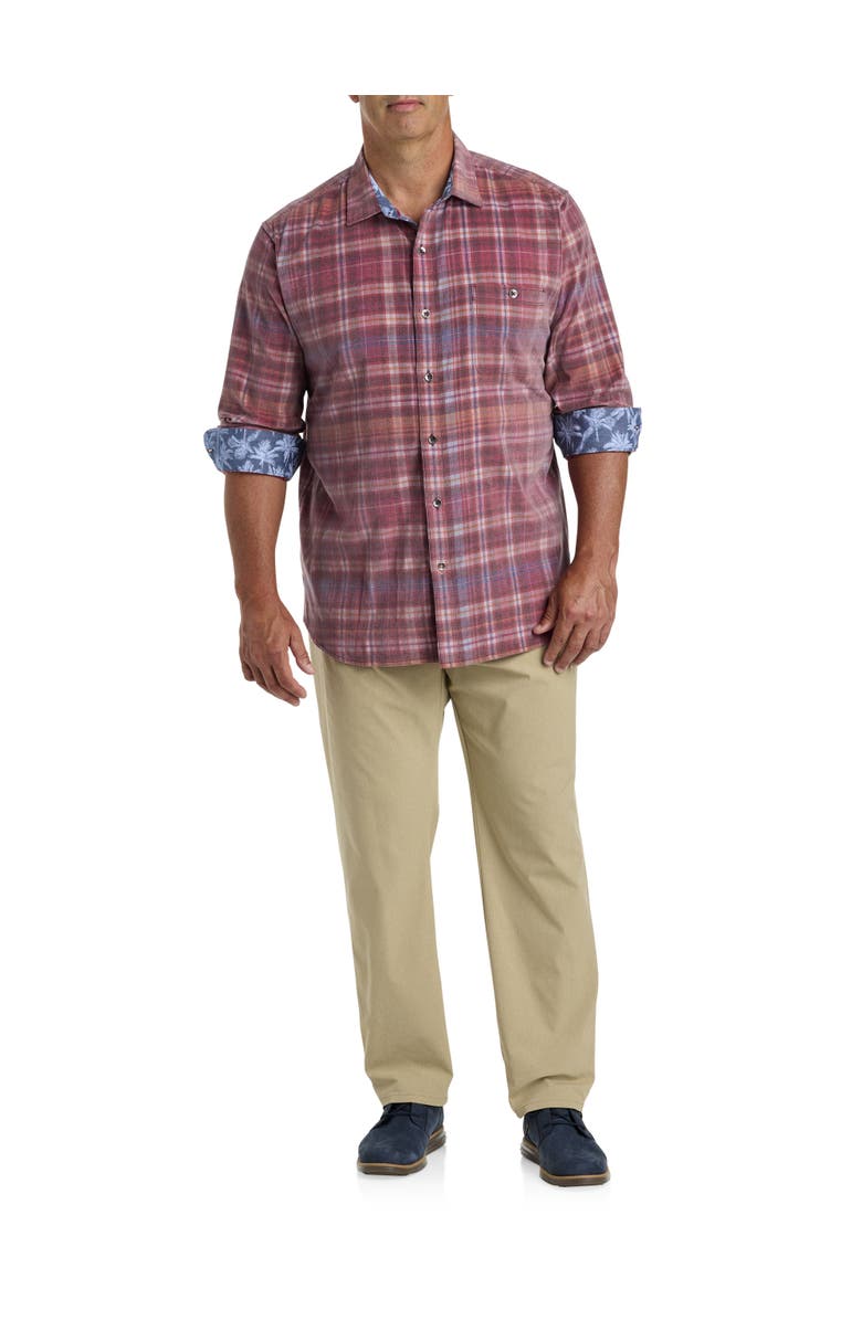 Tommy Bahama Coastline Cord Harbor Check Sport Shirt, Alternate, color, Aged Claret