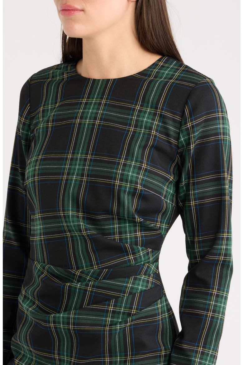 Side Drape Long Sleeve Dress, Alternate, color, WINTER PINE BARK