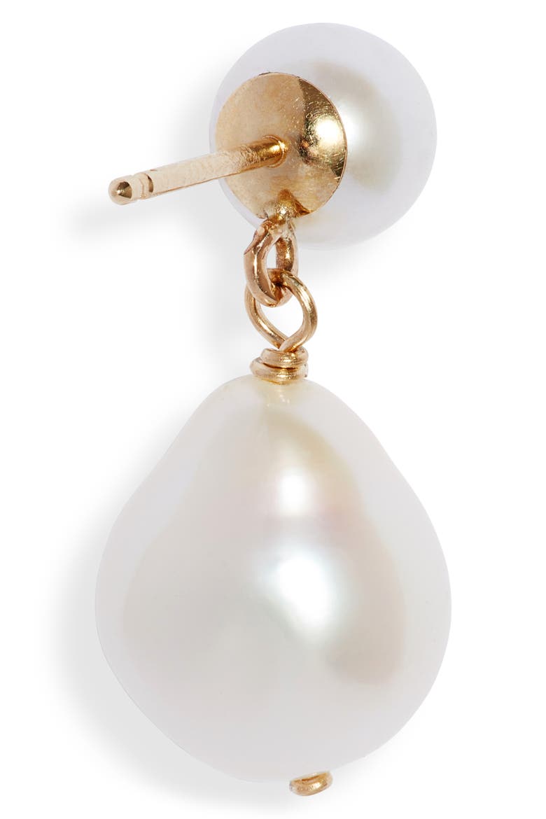 Pearl Drop Earrings, Alternate, color, YELLOW GOLD
