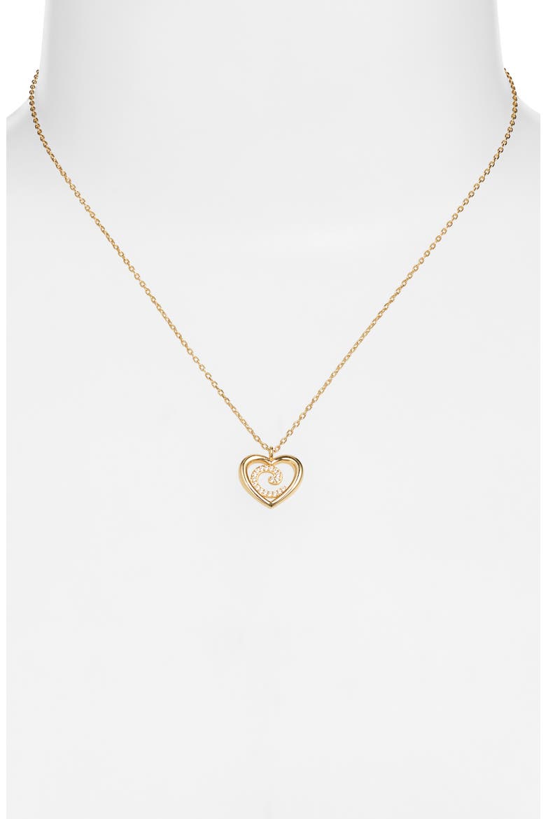 Heart Cubic Zirconia Initial Pendant Necklace, Alternate, color, GOLD C