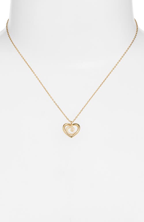 Argento Vivo Sterling Silver Heart Cubic Zirconia Initial Pendant Necklace In Gold