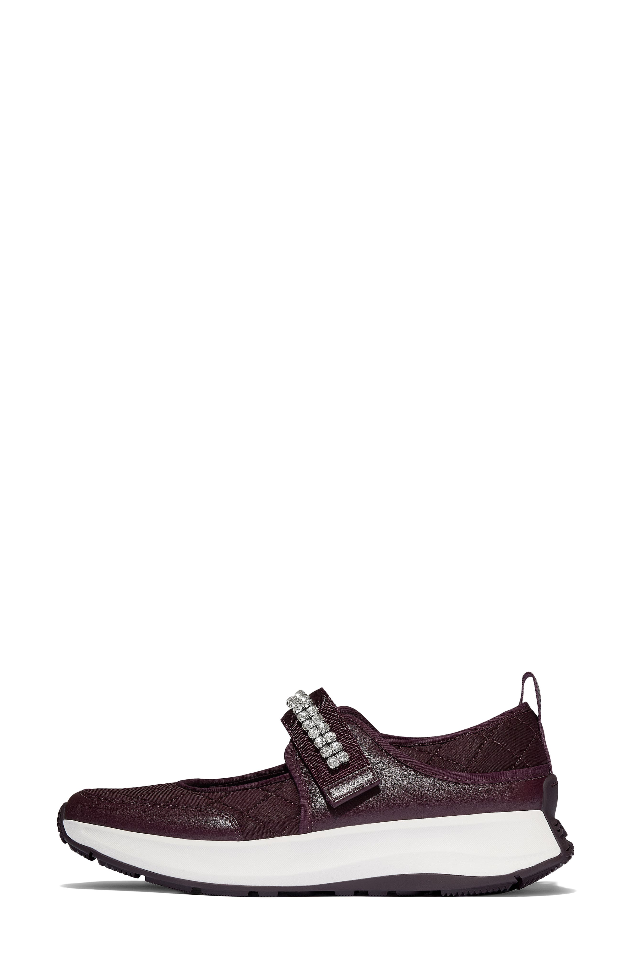 FitFlop F-Mode Flow Crystal Strap Quilted Mary Jane Sneaker, Alternate, color, Plumberry