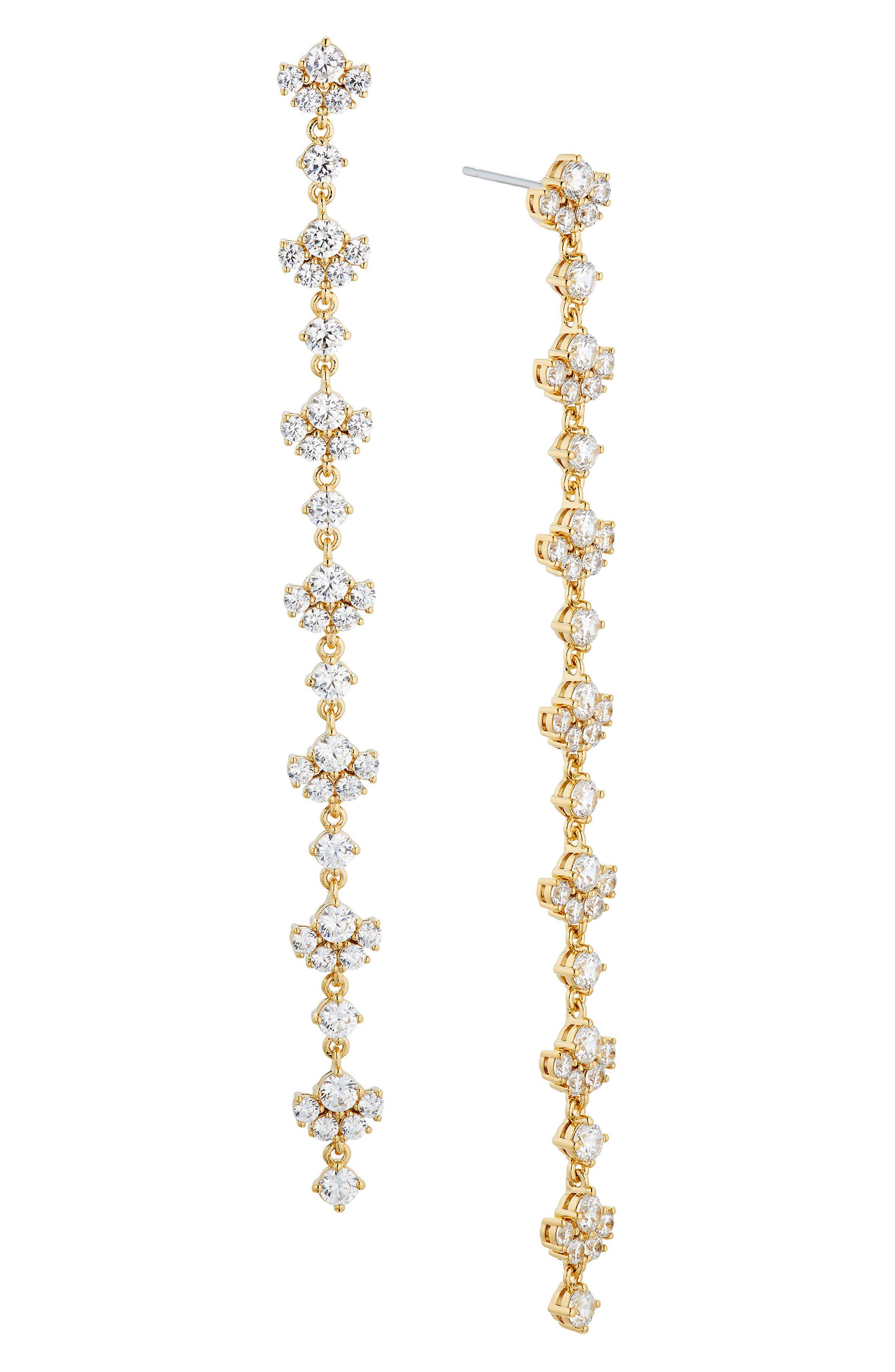 Cubic Zirconia Linear Drop Earrings