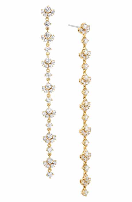 Cubic Zirconia Linear Drop Earrings