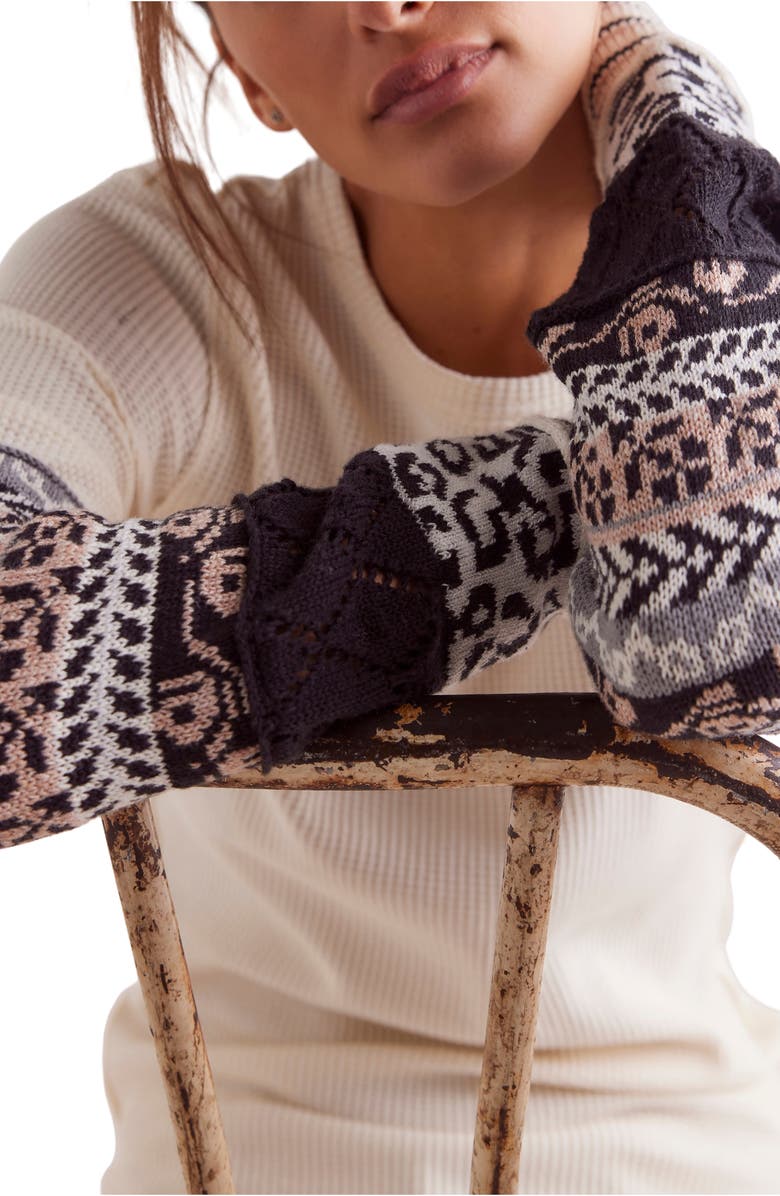 Free People All In Cuff Knit Top, Alternate, color, Ivory Combo