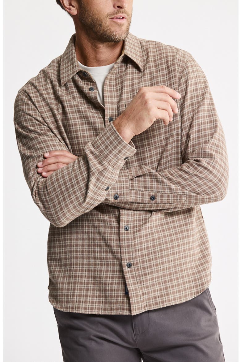 Manor Long Sleeve Twill Button-Up Flannel Shirt, Alternate, color, BROWN
