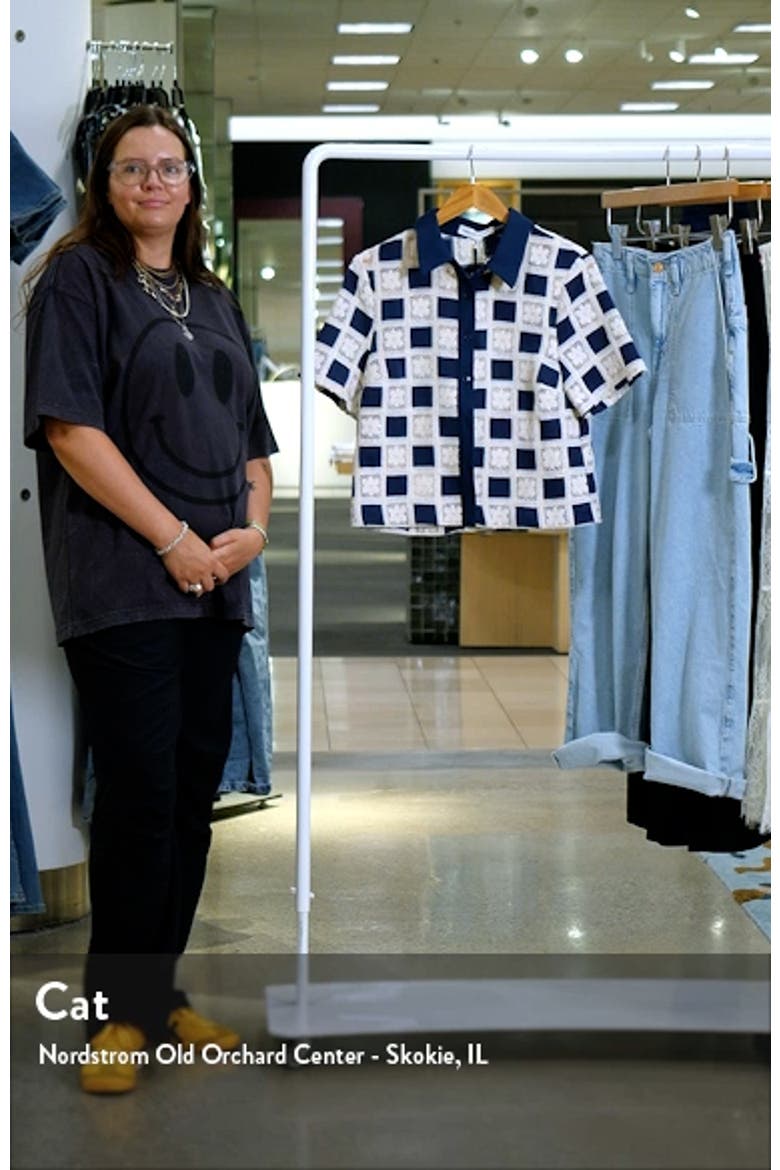 Crochet Lace Patchwork Short Sleeve Button-Up Shirt video