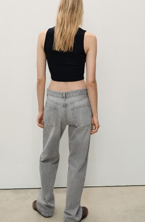 Mango High Waist Straight Leg Jeans In Denim Grey