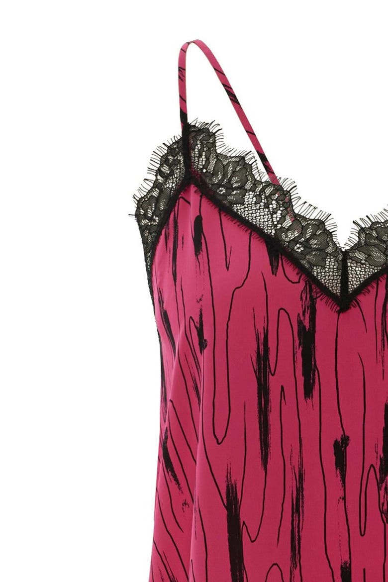 Printed Spaghetti Strap Blouse, Alternate, color, FUCHSIA-BLACK