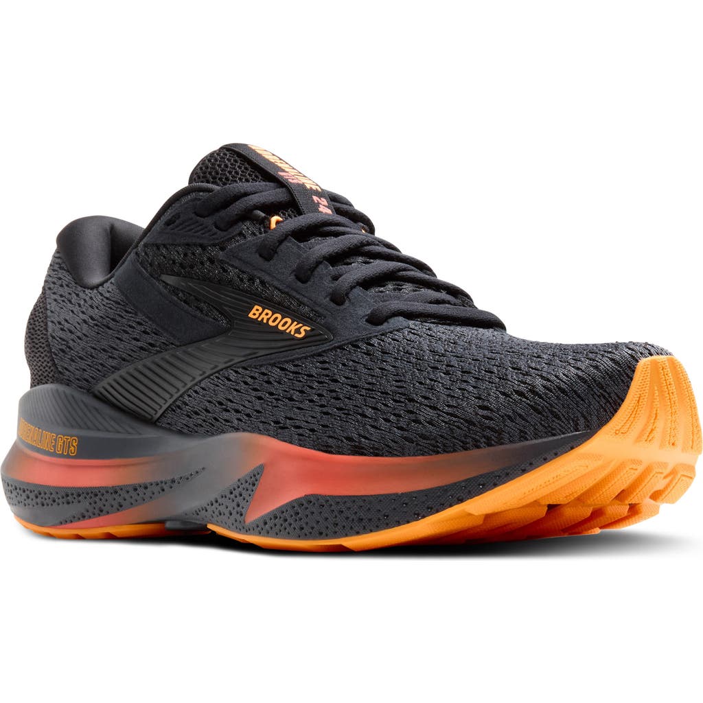 Brooks Adrenaline Gts 24 Running Shoe In Black/ebony/burnt Sienna