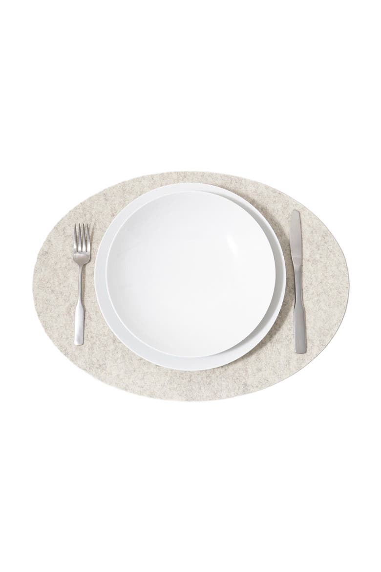 Merino Wool Oval Placemat, Main, color, Heather White