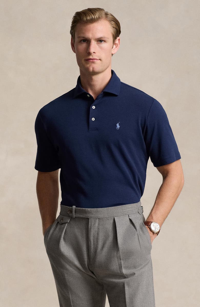 Polo Ralph Lauren Classic Fit Solid Blue Cotton Polo, Alternate, color,