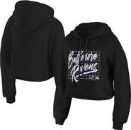 WEAR by Erin Andrews Women's WEAR by Erin Andrews Black Baltimore Ravens Domestic Cropped Pullover Hoodie