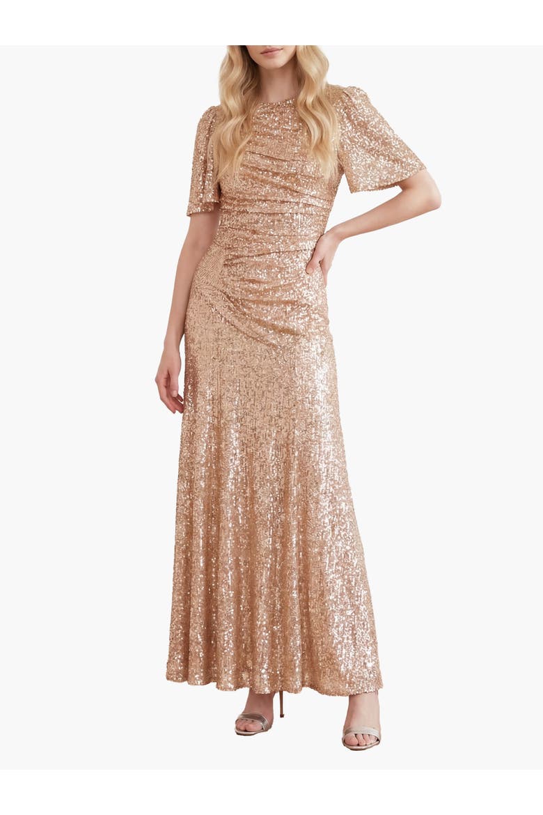 Valentina Round Neck Maxi Dress, Main, color, Beige