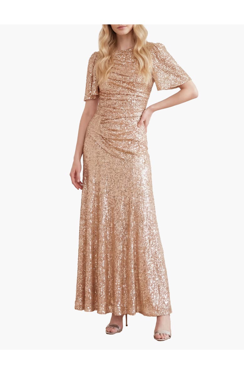 Needle & Thread Valentina Round Neck Maxi Dress, Main, color, Beige