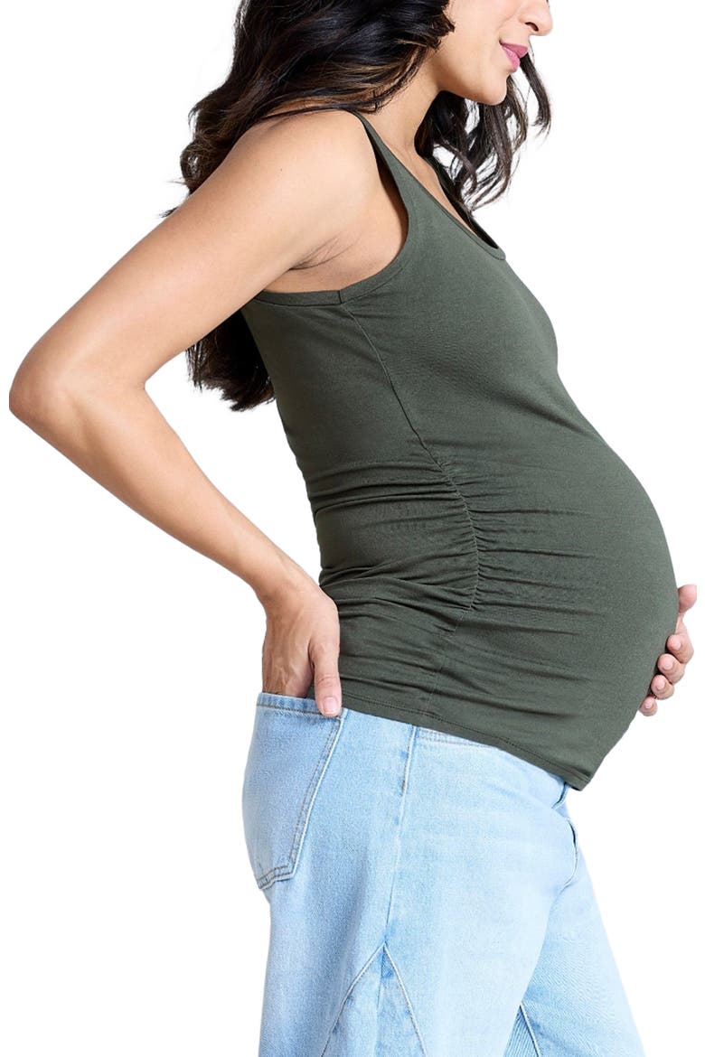 Scoop Neck Side-Ruched Maternity Tank Top, Alternate, color, Deep Depths