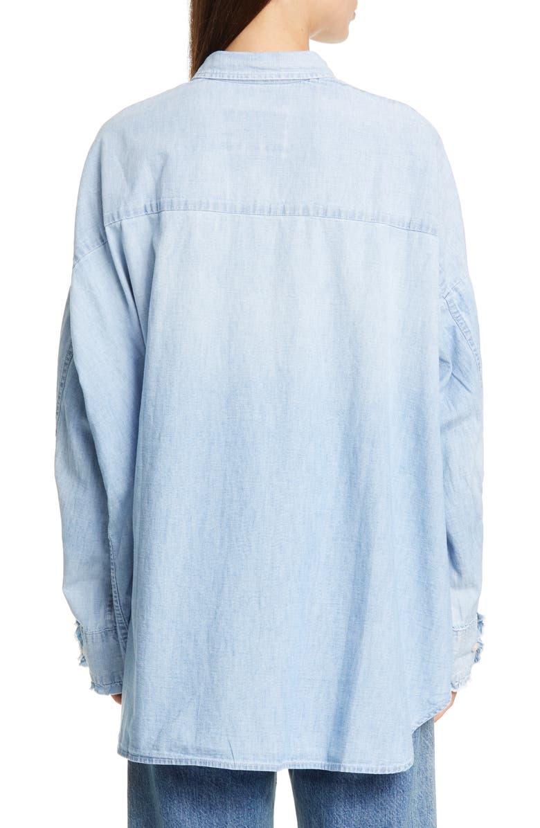 R13 Oversized Denim Tuxedo Shirt, Alternate, color,