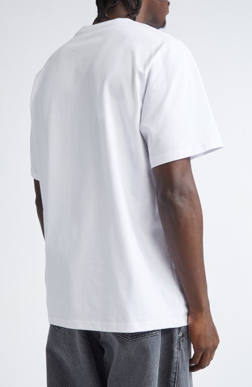 Jw Anderson Men White Crewneck T-shirt With Logo Embroidery On The Front In Cotton Man In White