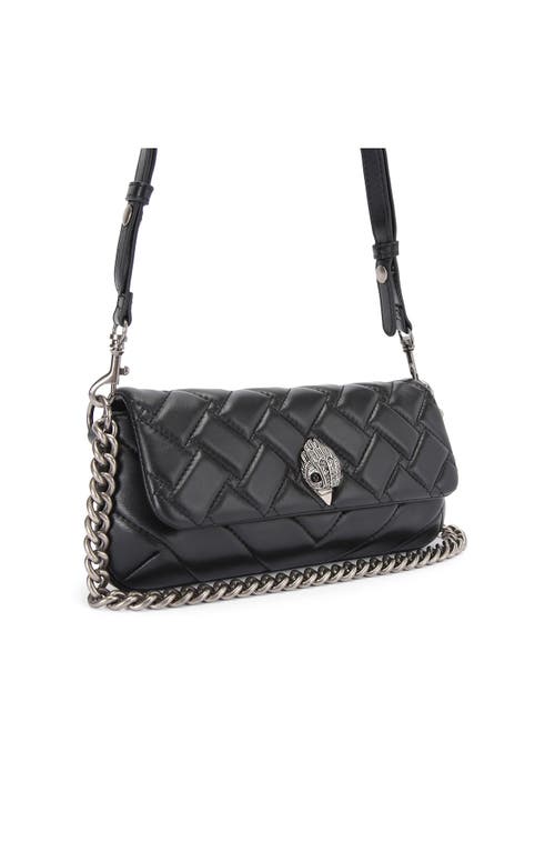 Kurt Geiger Quilted Black Handbag With Decorative Clasp And Chain Strap In Gray