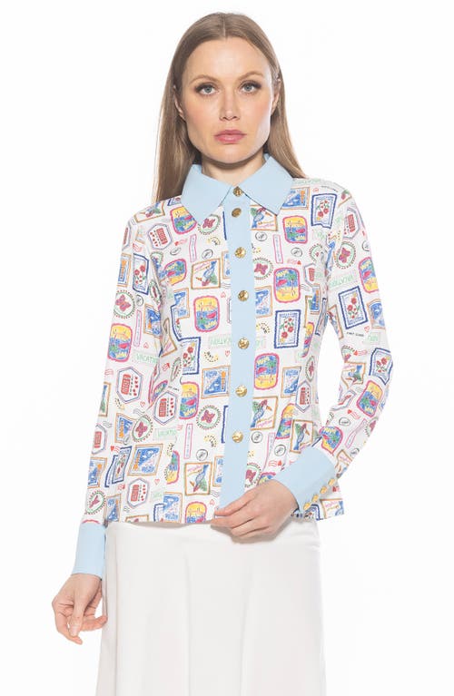 Alexia Admor Leland Button-up Shirt In Ivory Postcard