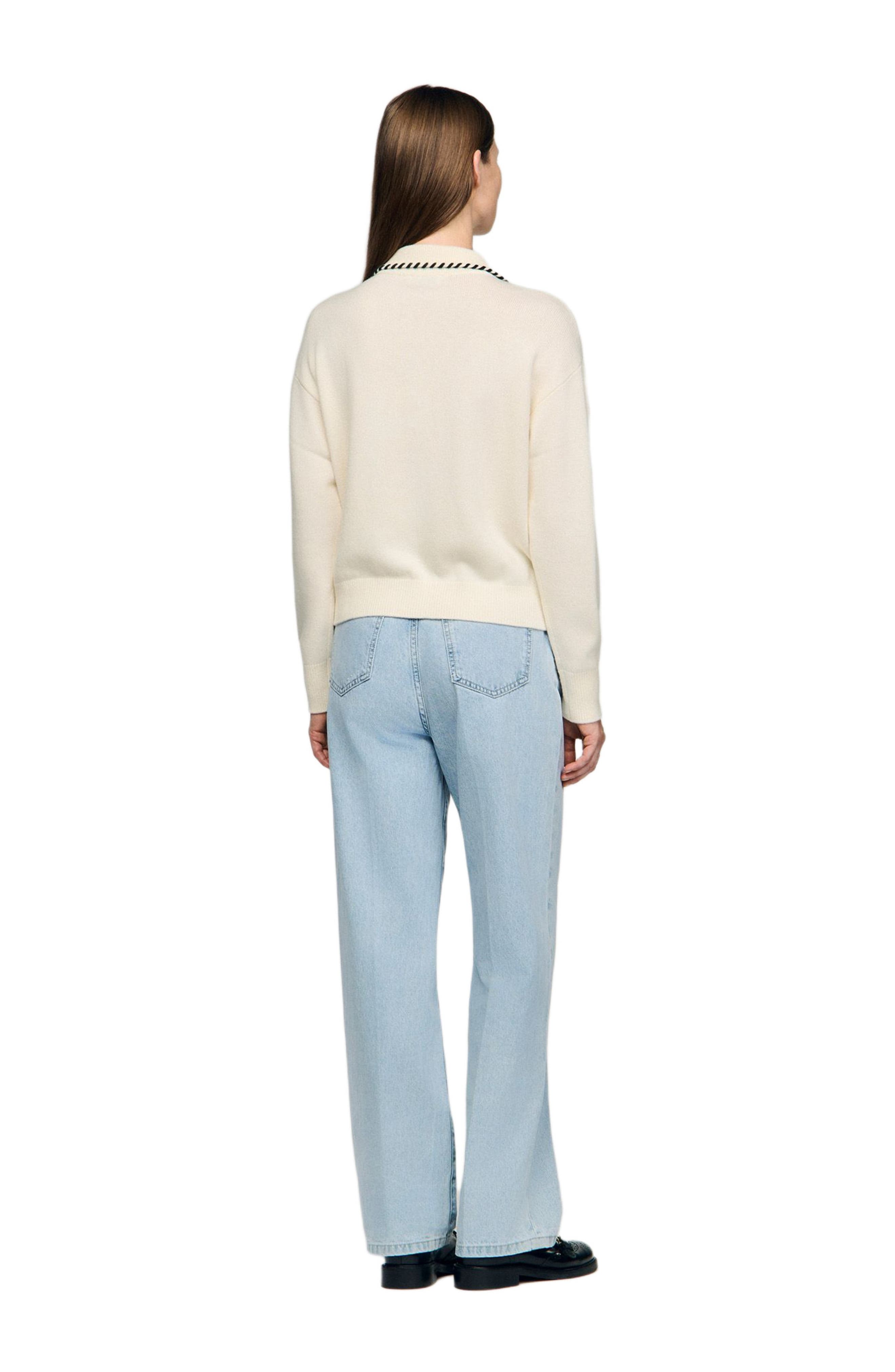 Contrast polo-neck knit sweater - image 2