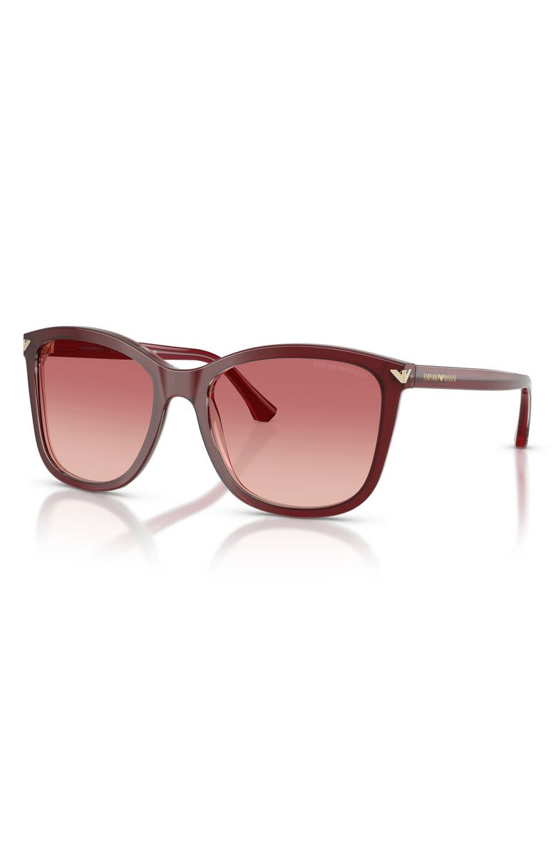 Emporio Armani 56mm Gradient Square Sunglasses, Alternate, color, Shiny Bordeaux / Pink Red