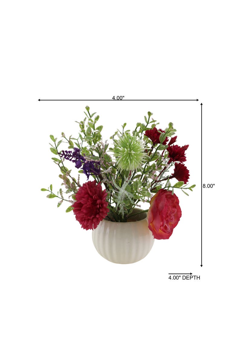 Transpac Season's Designs Artificial Flower Arrangement in Decorative Pot, 8" Pink Summer Flower, Alternate, color, Multicolored