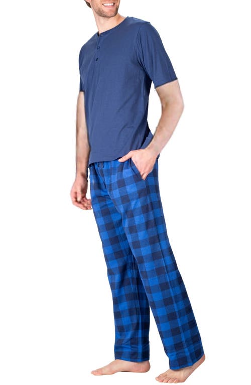 Sleephero Knit Brushed Grid Flannel Pajamas