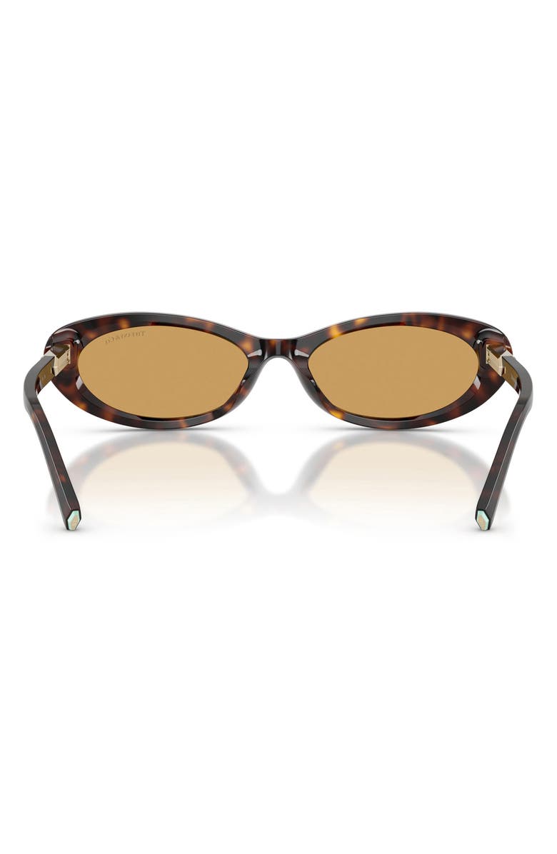 Tiffany & Co. 56mm Oval Sunglasses, Alternate, color, Havana / Orange Mirror Silver