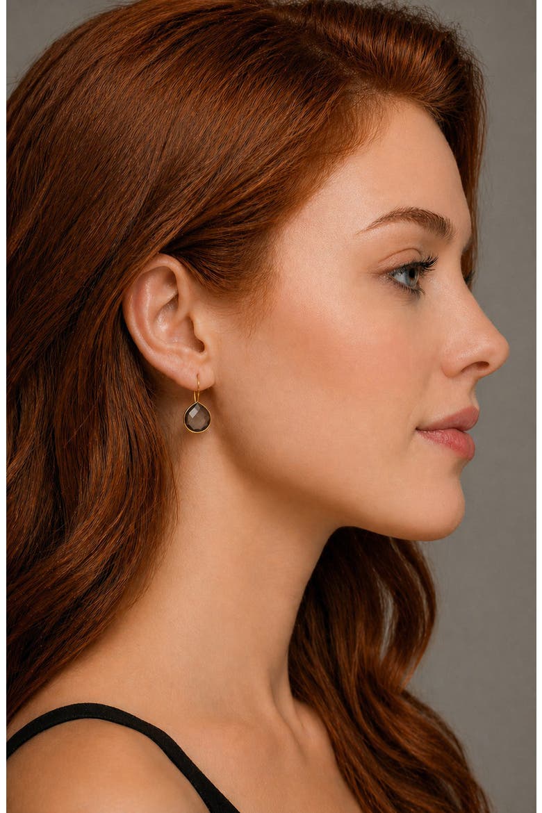 Smoky Topaz Gumdrop Earrings, Alternate, color, GOLD