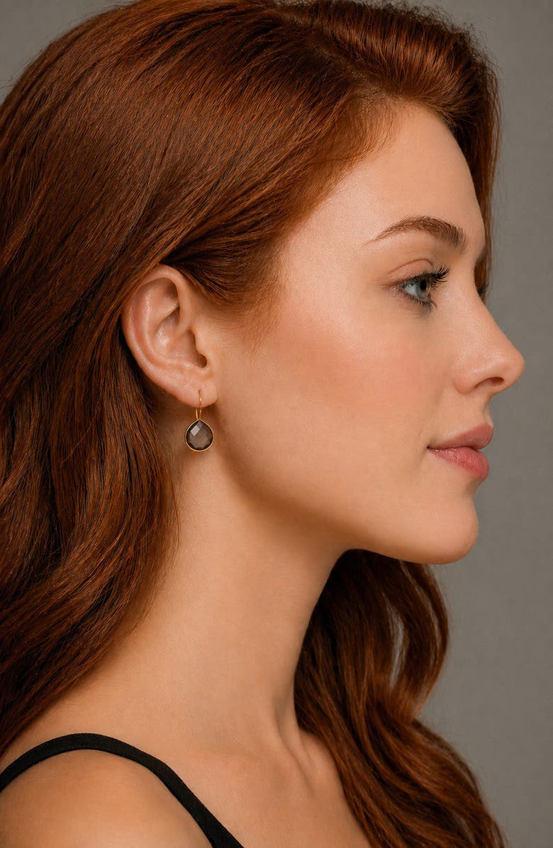 GABI RIELLE Smoky Topaz Gumdrop Earrings, Alternate, color, Gold