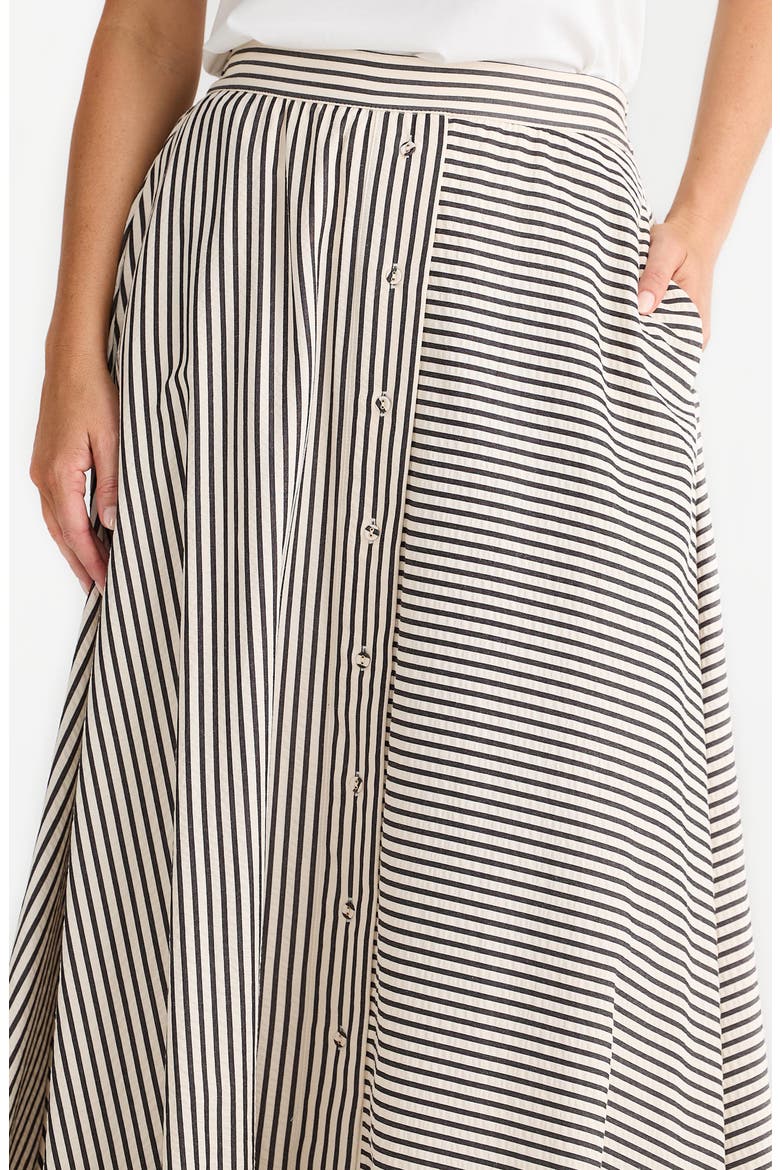 Lucy Mixed Stripe Maxi Skirt, Alternate, color, WHITE W BLACK STRIPE