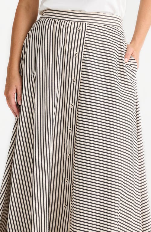 Brave + True Brave+true Lucy Mixed Stripe Maxi Skirt In White W Black Stripe