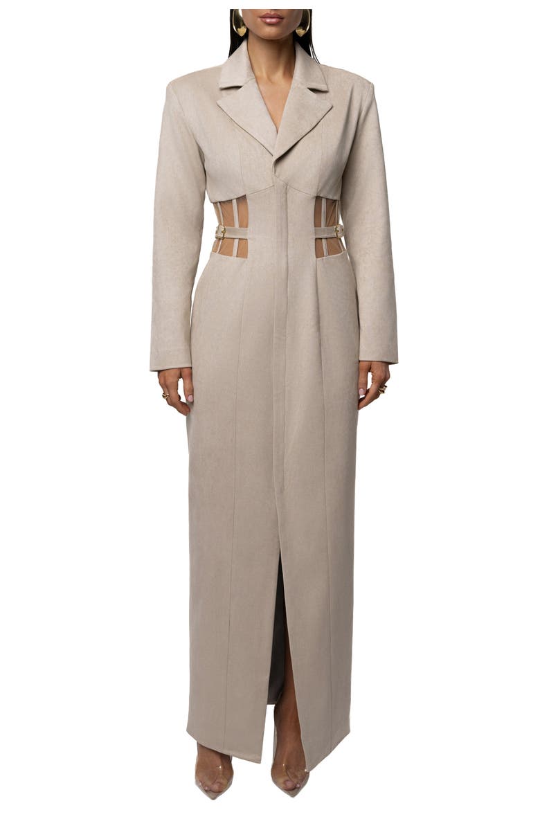 JLUXLABEL Toffee Haze Suede Dress, Main, color, Beige