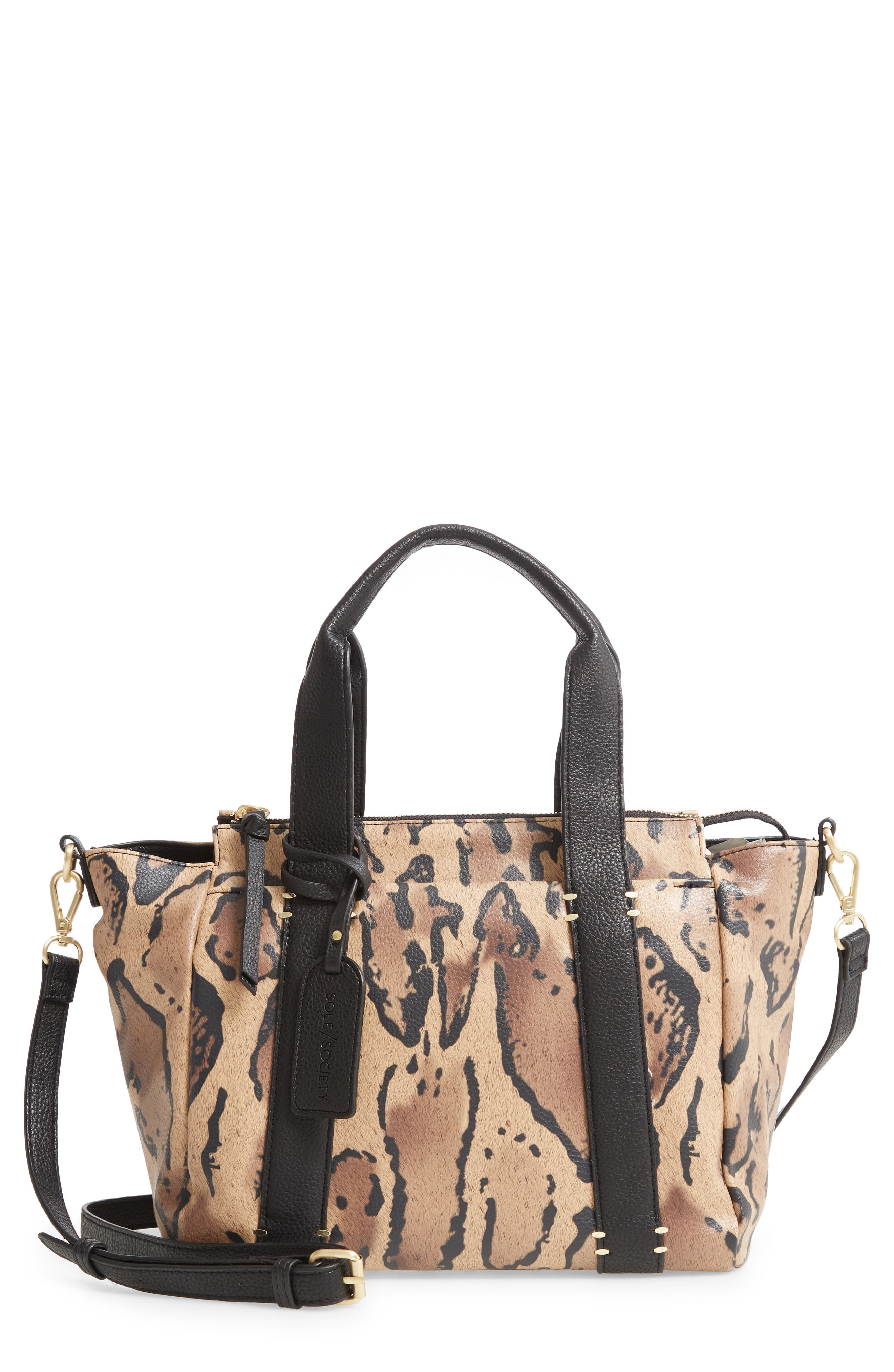 Sole Society Kwaye Faux Leather Satchel, Main, color, 