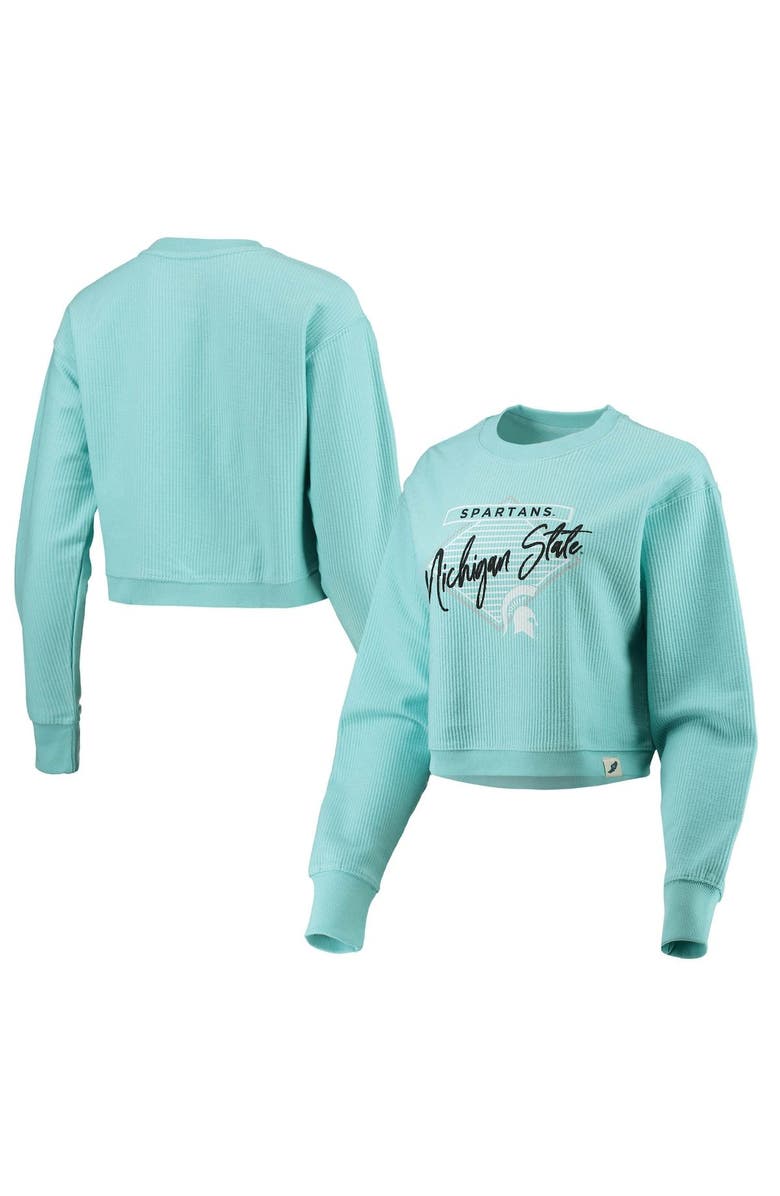 LEAGUE COLLEGIATE WEAR Women's League Collegiate Wear Light Blue Michigan State Spartans Corded Timber Crop Pullover Sweatshirt, Main, color, Light Blue