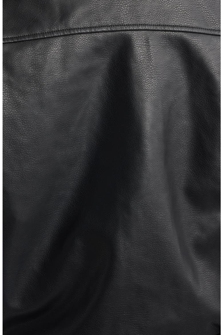 Funnel Neck Faux Leather Jacket, Alternate, color, BLACK
