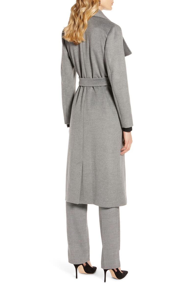 Wide Collar Brushed Wrap Coat, Alternate, color, LIGHT GREY