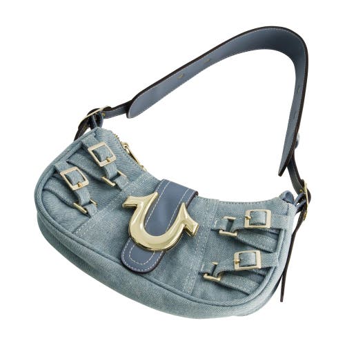 True Religion Multi-strap Denim Shoulder Bag In Gray